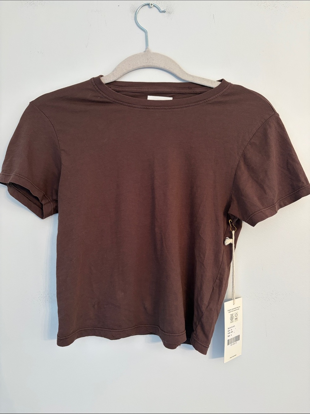 Mate the Label Cropped Shrunken Crewneck Tee in Maple NWT